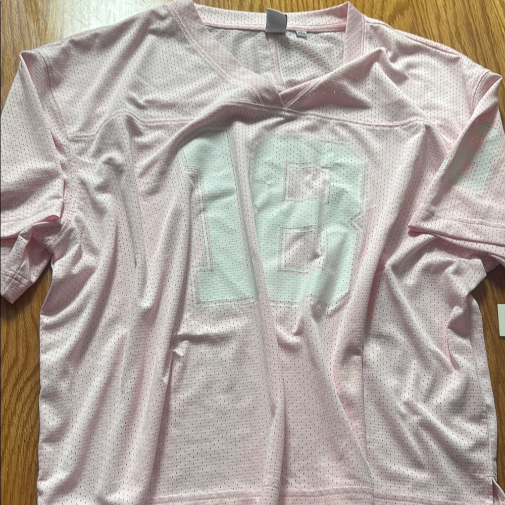 Aritzia TNA Pink Mesh Jersey Top